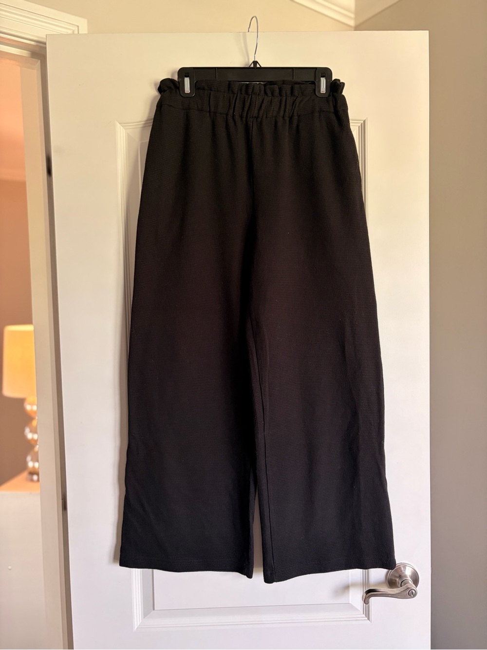 Petal + Pup Black Ribbed Wide Leg Pants US 8 Elastic Waist